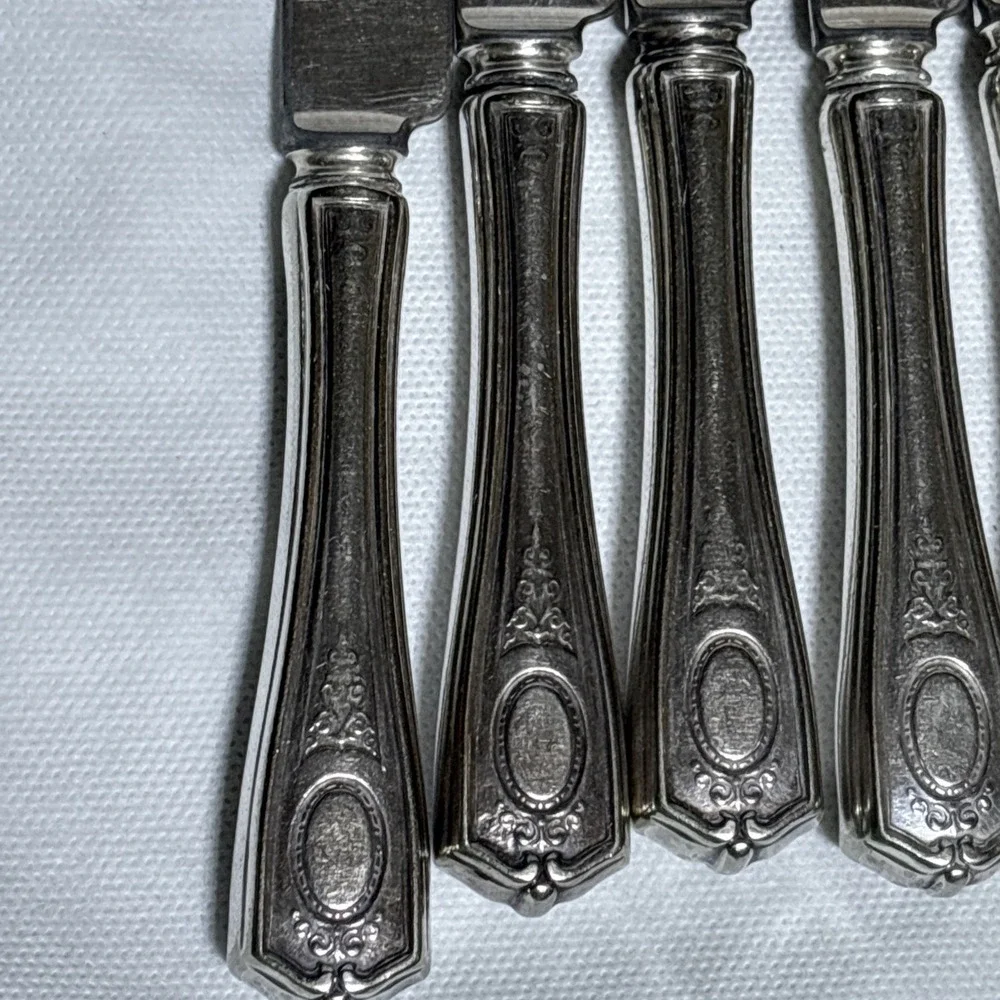 6 Louis XVI Atq Oneida Community Plate Silver Plated Dinner Knifes No Monogram